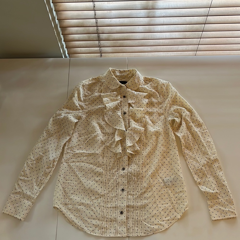 J. Crew Cream Polka Dot Blouse